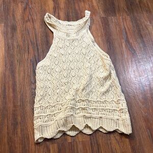 Pink Rose Cream Knit Tank Top